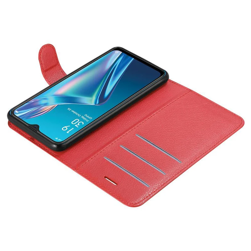 Cadorabo Hülle kompatibel mit Oppo A12 Schutzhülle mit Magnetverschluss, Standfunktion und Kartenfach