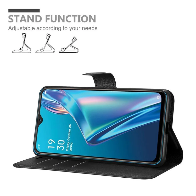 Cadorabo Hülle kompatibel mit Oppo A12 Schutzhülle mit Magnetverschluss, Standfunktion und Kartenfach