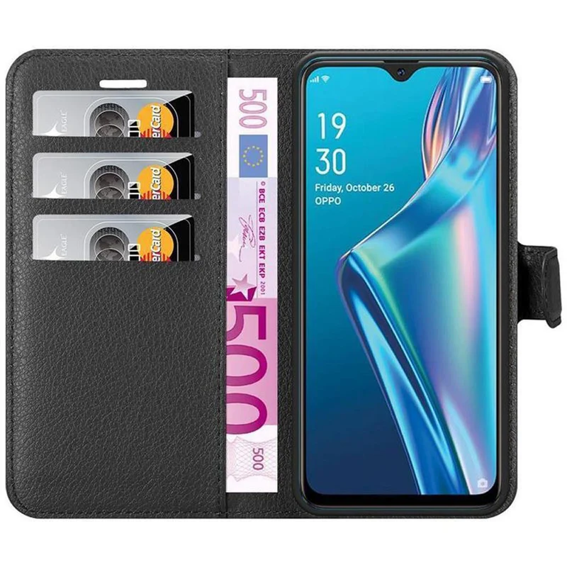 Cadorabo Hülle kompatibel mit Oppo A12 Schutzhülle mit Magnetverschluss, Standfunktion und Kartenfach