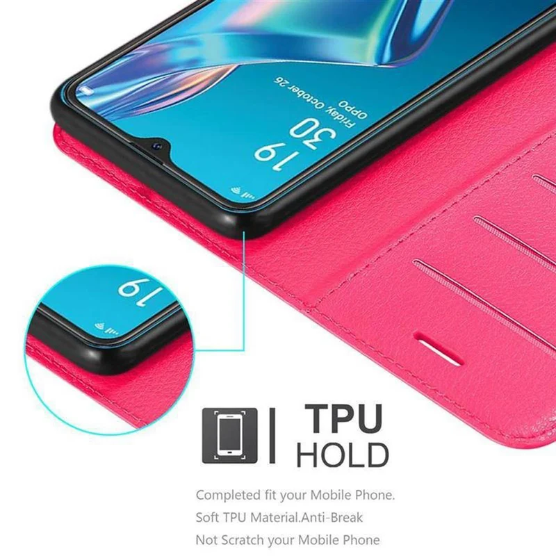 Cadorabo Hülle kompatibel mit Oppo A12 Schutzhülle mit Magnetverschluss, Standfunktion und Kartenfach