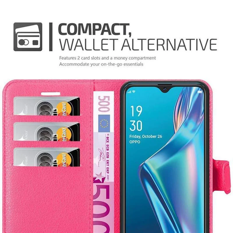 Cadorabo Hülle kompatibel mit Oppo A12 Schutzhülle mit Magnetverschluss, Standfunktion und Kartenfach