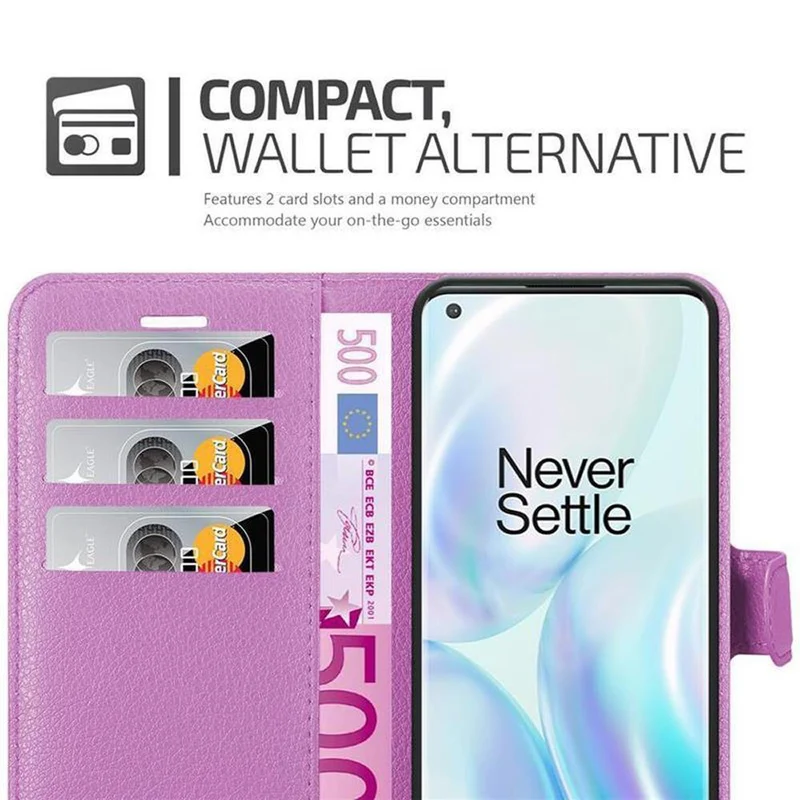 Cadorabo Hülle kompatibel mit OnePlus 8 PRO Schutzhülle mit Magnetverschluss, Standfunktion und Kartenfach