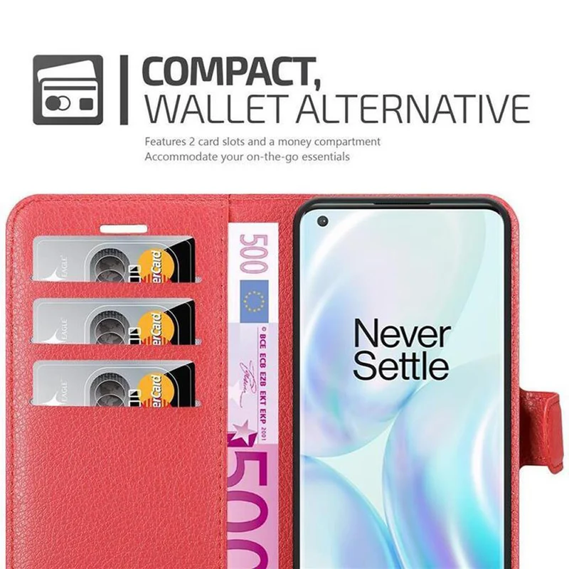 Cadorabo Hülle kompatibel mit OnePlus 8 PRO Schutzhülle mit Magnetverschluss, Standfunktion und Kartenfach