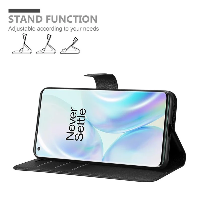 Cadorabo Hülle kompatibel mit OnePlus 8 PRO Schutzhülle mit Magnetverschluss, Standfunktion und Kartenfach