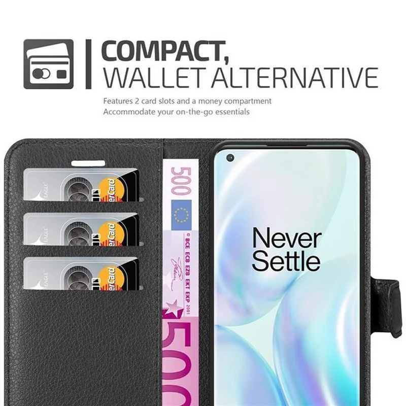 Cadorabo Hülle kompatibel mit OnePlus 8 PRO Schutzhülle mit Magnetverschluss, Standfunktion und Kartenfach