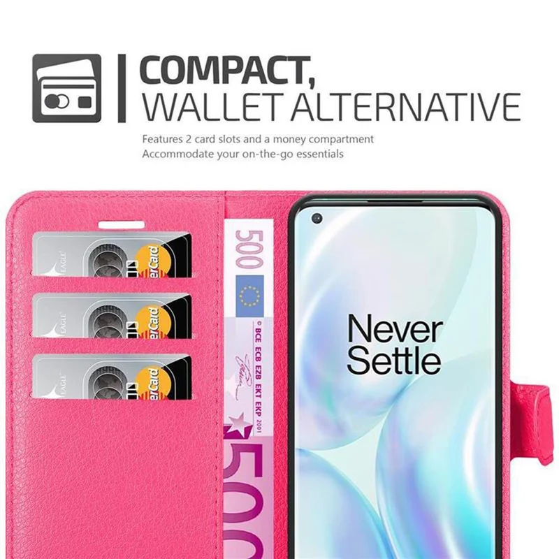 Cadorabo Hülle kompatibel mit OnePlus 8 PRO Schutzhülle mit Magnetverschluss, Standfunktion und Kartenfach