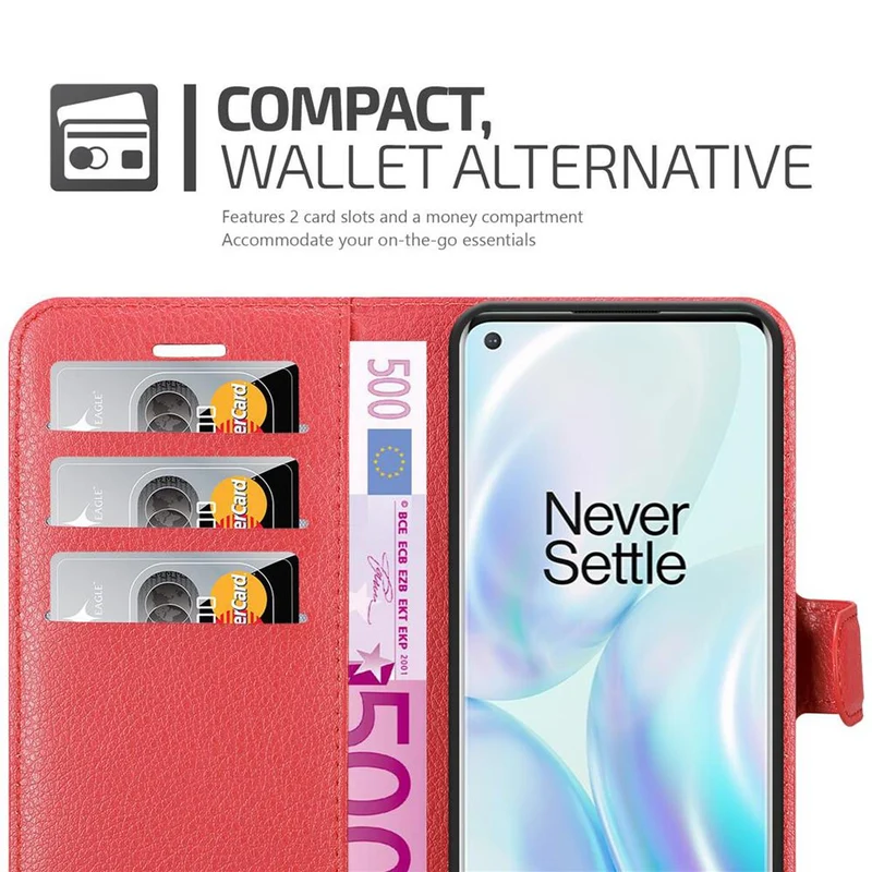 Cadorabo Hülle kompatibel mit OnePlus 8 Schutzhülle mit Magnetverschluss, Standfunktion und Kartenfach