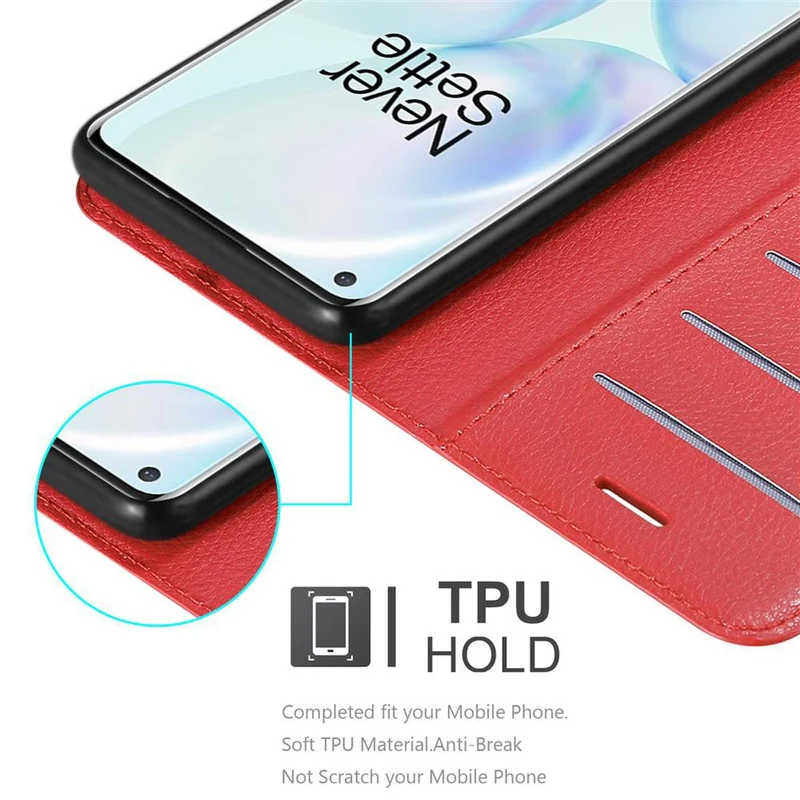 Cadorabo Hülle kompatibel mit OnePlus 8 Schutzhülle mit Magnetverschluss, Standfunktion und Kartenfach