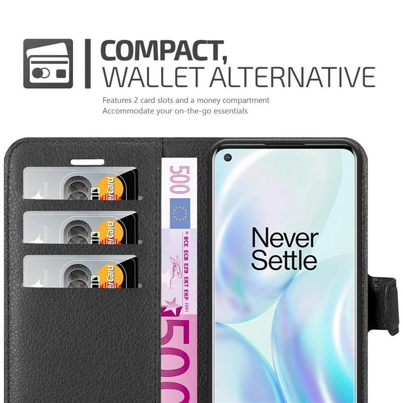 Cadorabo Hülle kompatibel mit OnePlus 8 Schutzhülle mit Magnetverschluss, Standfunktion und Kartenfach