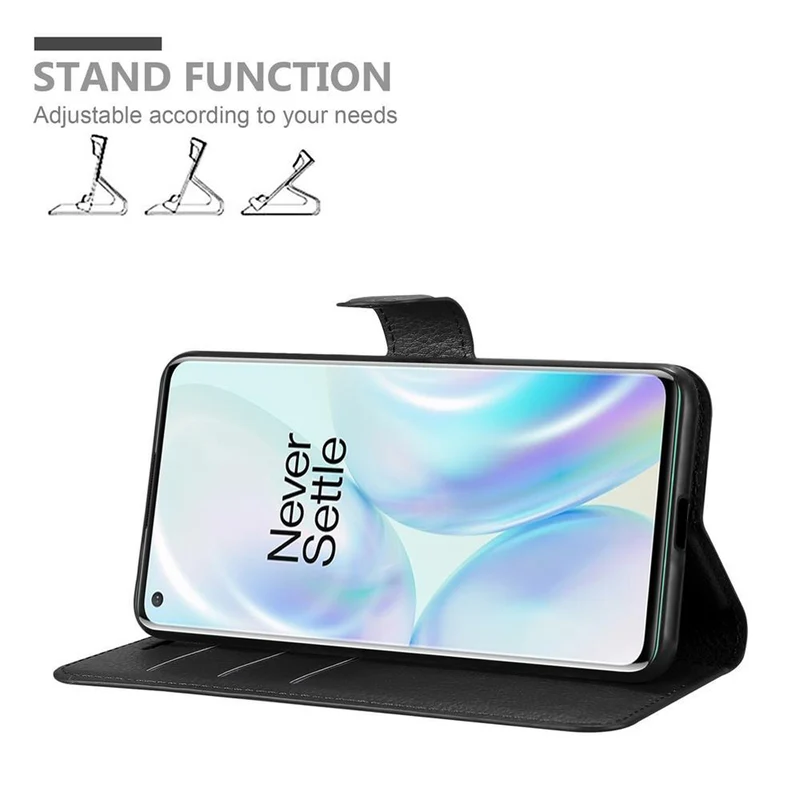 Cadorabo Hülle kompatibel mit OnePlus 8 Schutzhülle mit Magnetverschluss, Standfunktion und Kartenfach