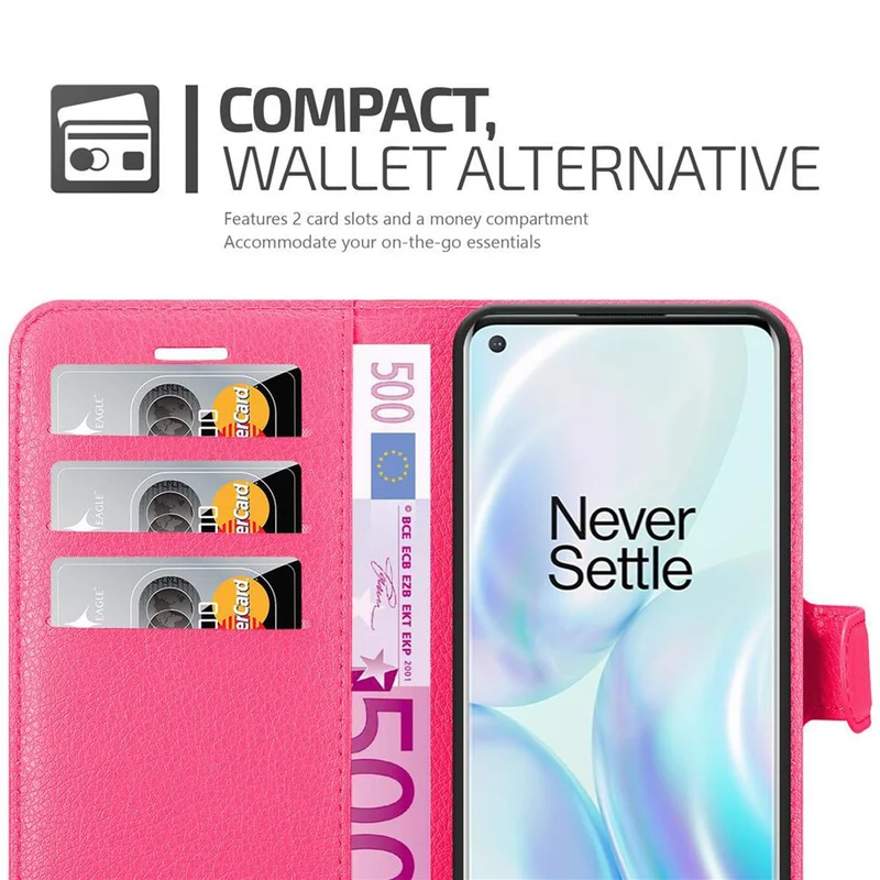 Cadorabo Hülle kompatibel mit OnePlus 8 Schutzhülle mit Magnetverschluss, Standfunktion und Kartenfach