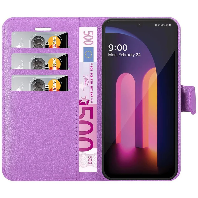 Cadorabo Hülle kompatibel mit LG V60 ThinQ Schutzhülle mit Magnetverschluss, Standfunktion und Kartenfach