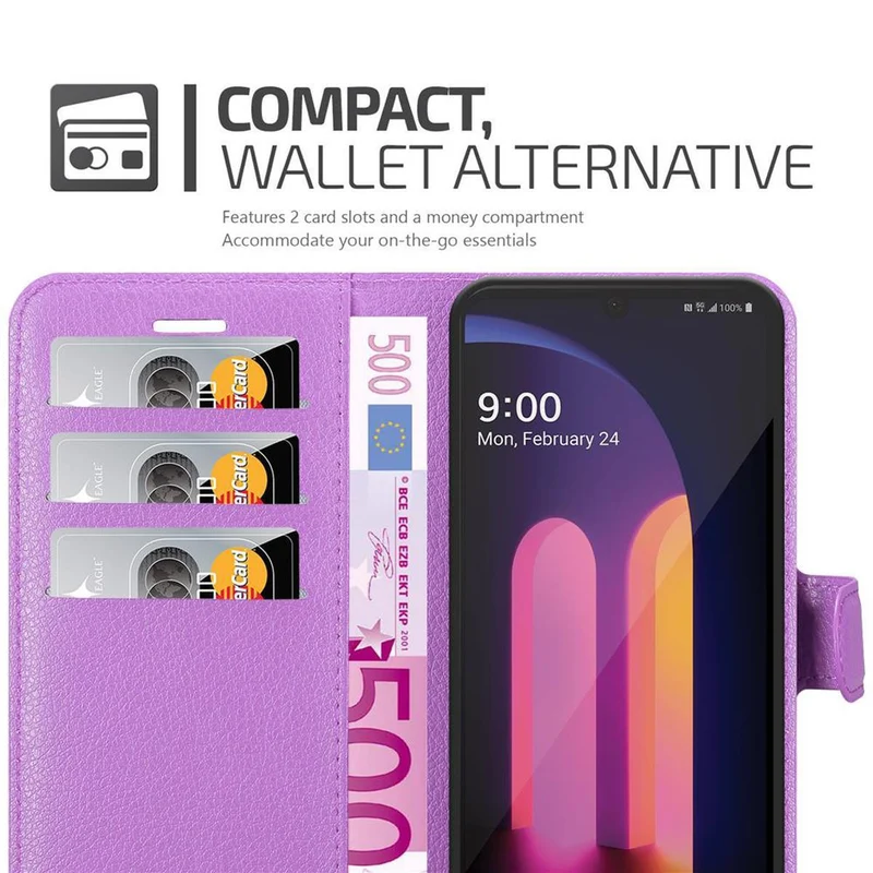 Cadorabo Hülle kompatibel mit LG V60 ThinQ Schutzhülle mit Magnetverschluss, Standfunktion und Kartenfach