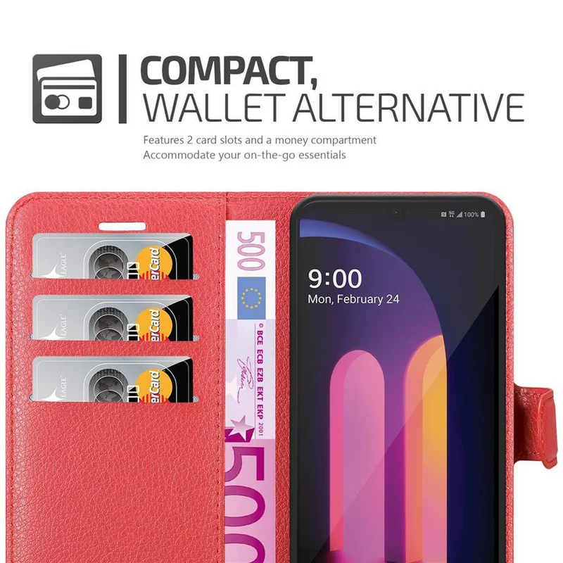 Cadorabo Hülle kompatibel mit LG V60 ThinQ Schutzhülle mit Magnetverschluss, Standfunktion und Kartenfach