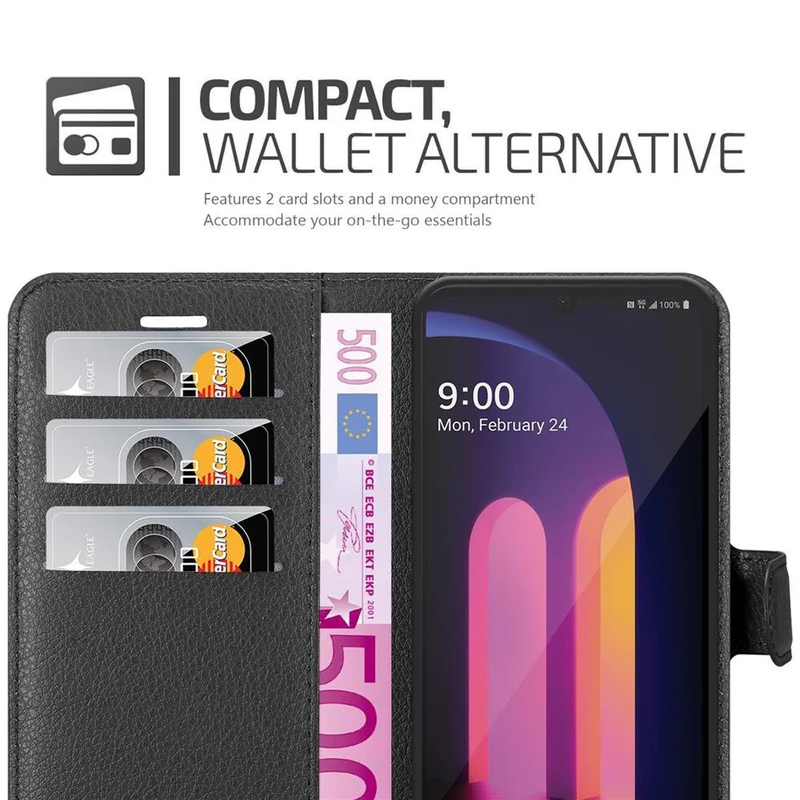Cadorabo Hülle kompatibel mit LG V60 ThinQ Schutzhülle mit Magnetverschluss, Standfunktion und Kartenfach