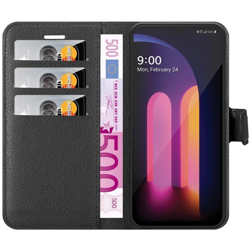 Cadorabo Hülle kompatibel mit LG V60 ThinQ Schutzhülle mit Magnetverschluss, Standfunktion und Kartenfach