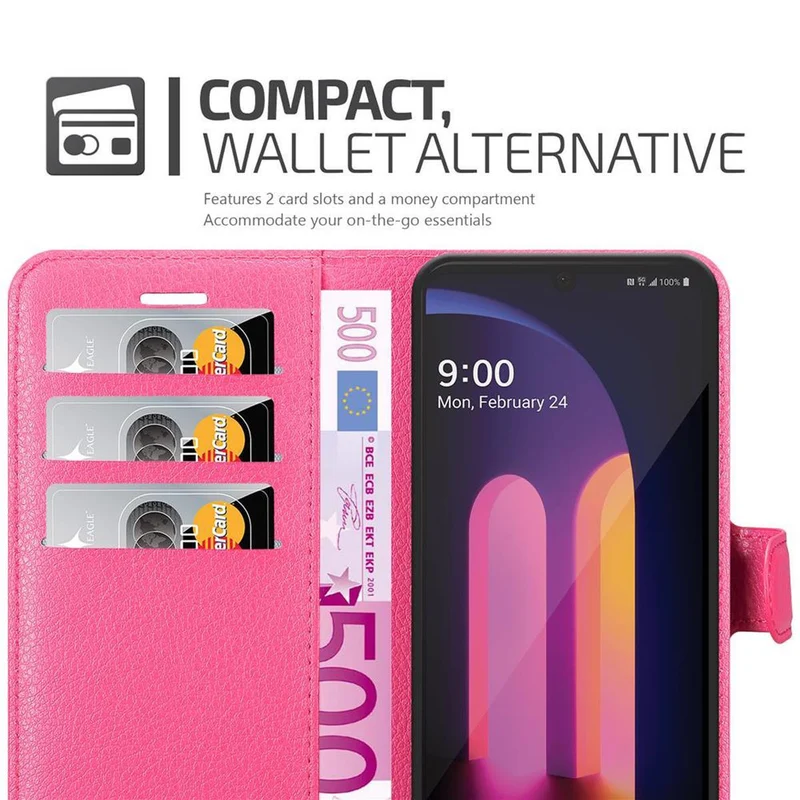 Cadorabo Hülle kompatibel mit LG V60 ThinQ Schutzhülle mit Magnetverschluss, Standfunktion und Kartenfach