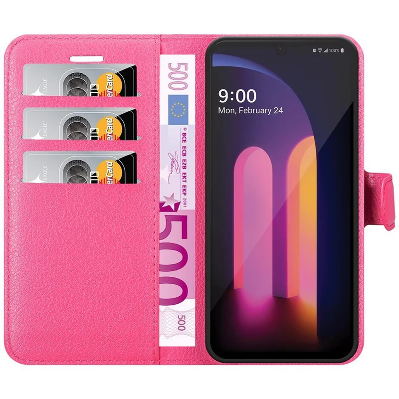 Cadorabo Hülle kompatibel mit LG V60 ThinQ Schutzhülle mit Magnetverschluss, Standfunktion und Kartenfach