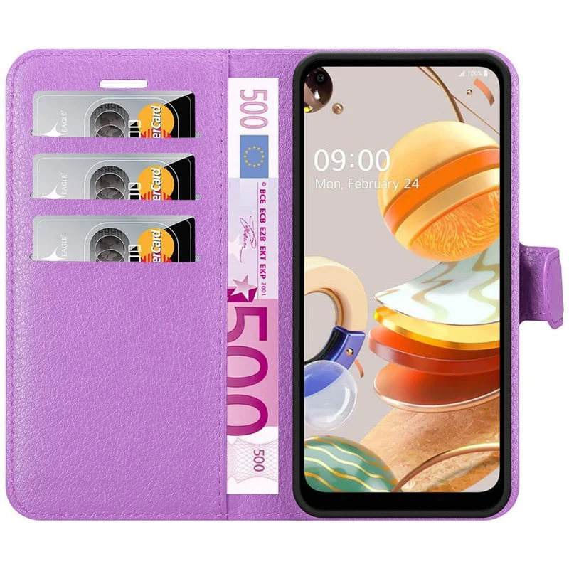 Cadorabo Hülle kompatibel mit LG K61 Schutzhülle mit Magnetverschluss, Standfunktion und Kartenfach
