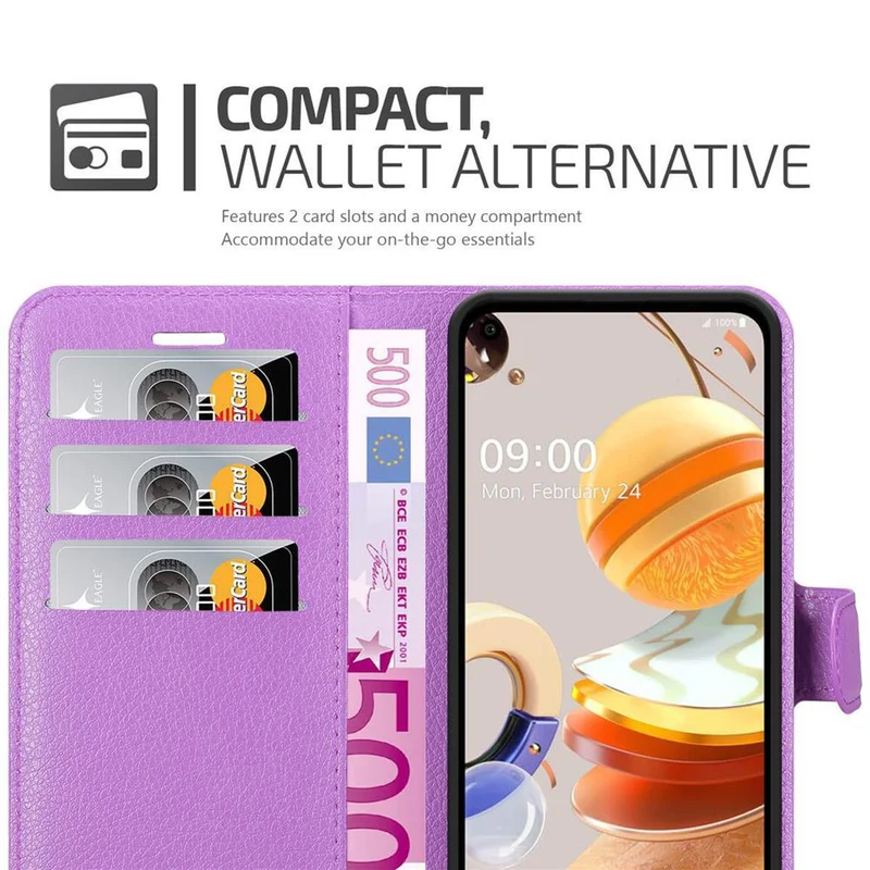 Cadorabo Hülle kompatibel mit LG K61 Schutzhülle mit Magnetverschluss, Standfunktion und Kartenfach