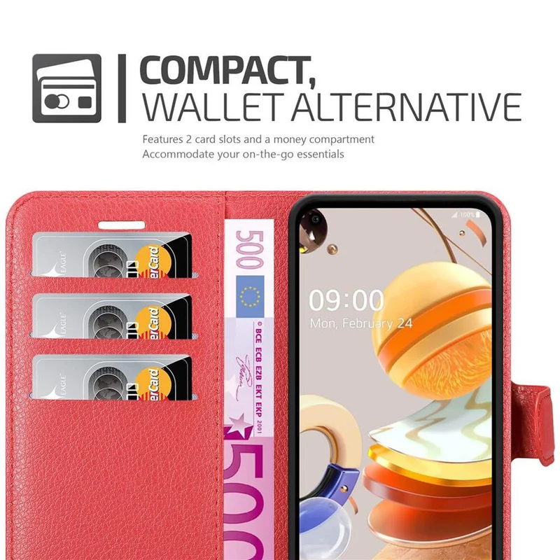 Cadorabo Hülle kompatibel mit LG K61 Schutzhülle mit Magnetverschluss, Standfunktion und Kartenfach
