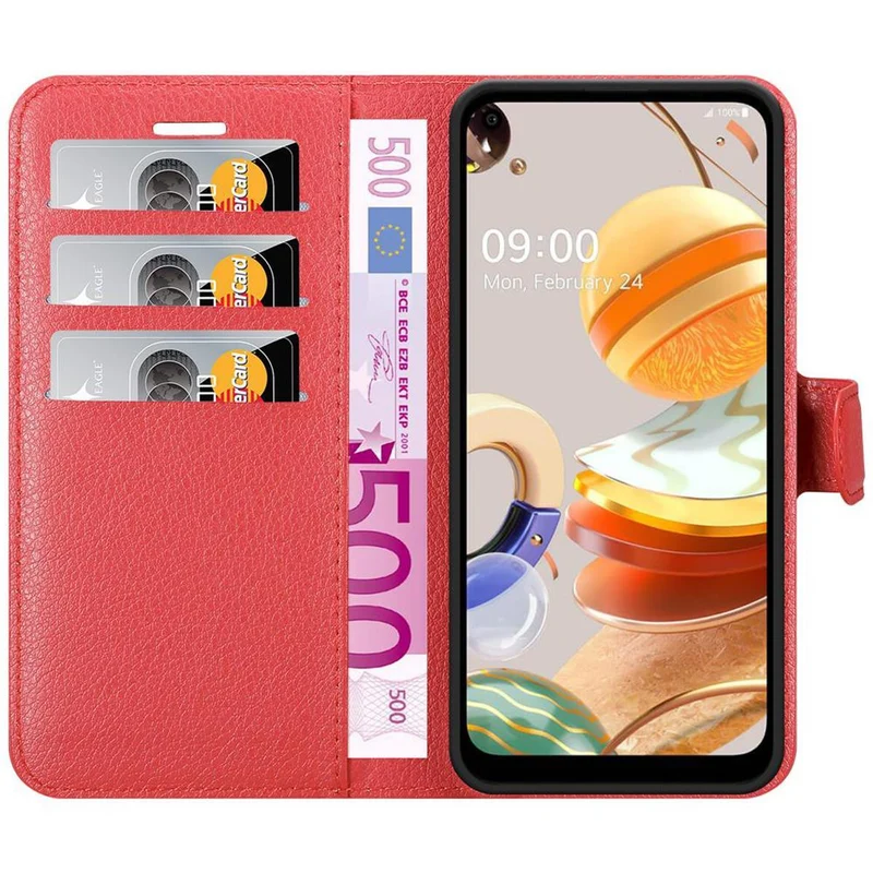 Cadorabo Hülle kompatibel mit LG K61 Schutzhülle mit Magnetverschluss, Standfunktion und Kartenfach