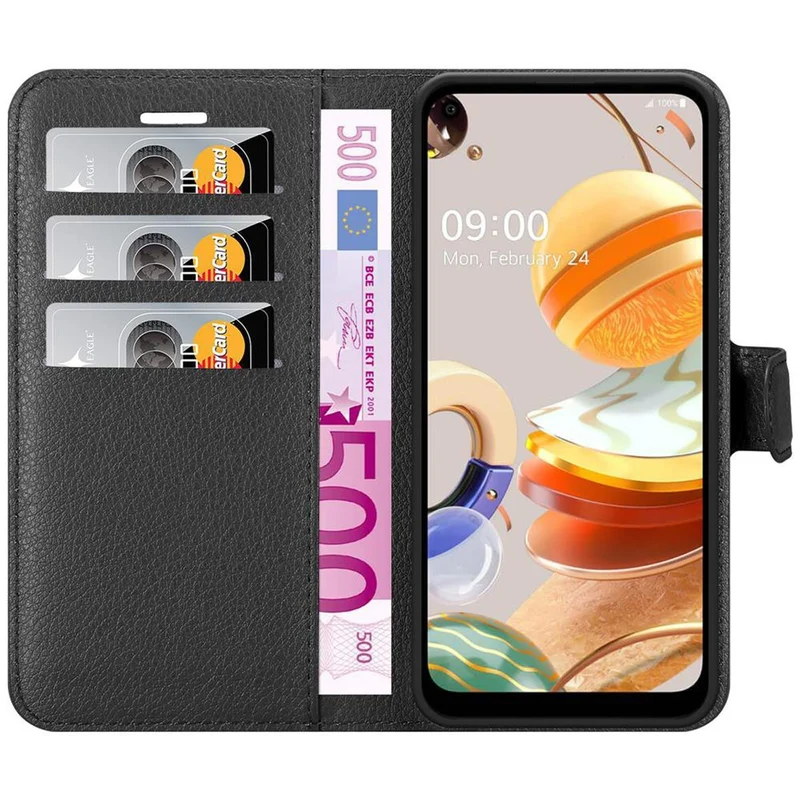 Cadorabo Hülle kompatibel mit LG K61 Schutzhülle mit Magnetverschluss, Standfunktion und Kartenfach