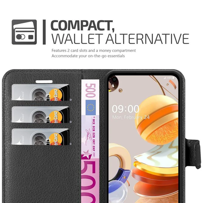 Cadorabo Hülle kompatibel mit LG K61 Schutzhülle mit Magnetverschluss, Standfunktion und Kartenfach