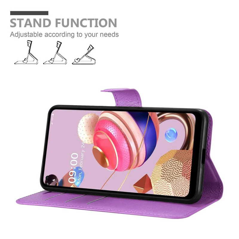 Cadorabo Hülle kompatibel mit LG K51S Schutzhülle mit Magnetverschluss, Standfunktion und Kartenfach