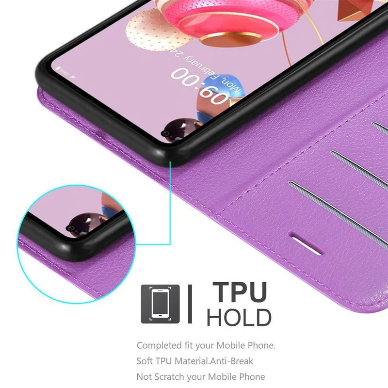 Cadorabo Hülle kompatibel mit LG K51S Schutzhülle mit Magnetverschluss, Standfunktion und Kartenfach