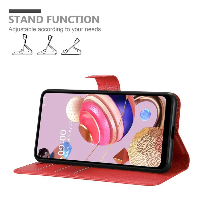 Cadorabo Hülle kompatibel mit LG K51S Schutzhülle mit Magnetverschluss, Standfunktion und Kartenfach