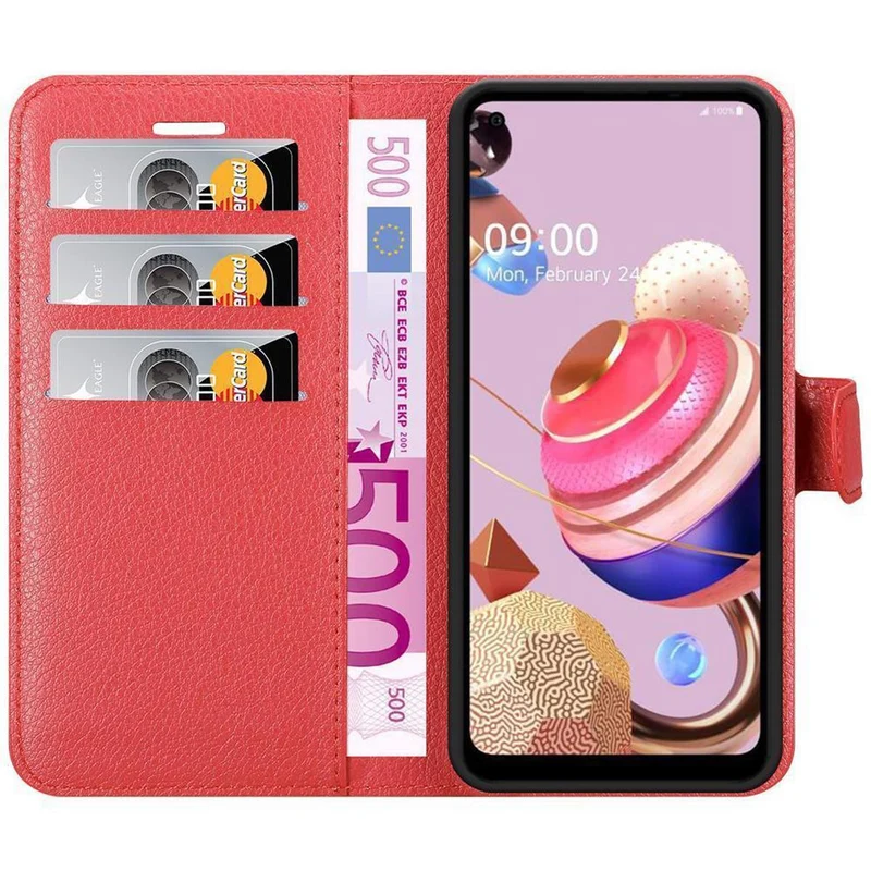 Cadorabo Hülle kompatibel mit LG K51S Schutzhülle mit Magnetverschluss, Standfunktion und Kartenfach
