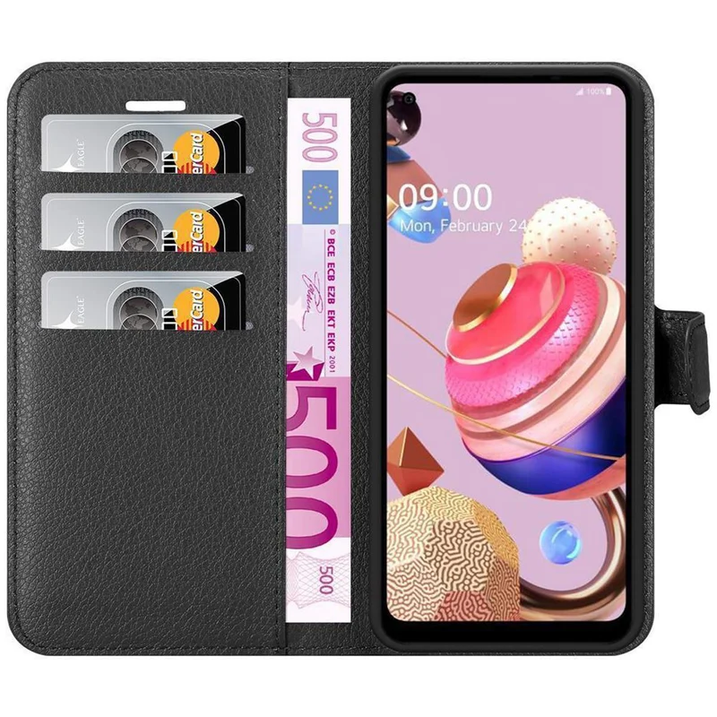 Cadorabo Hülle kompatibel mit LG K51S Schutzhülle mit Magnetverschluss, Standfunktion und Kartenfach