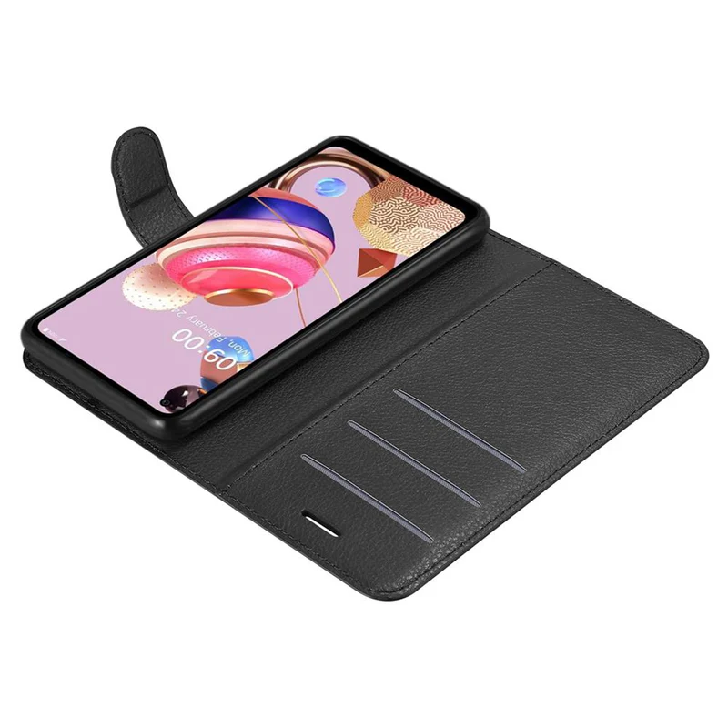 Cadorabo Hülle kompatibel mit LG K51S Schutzhülle mit Magnetverschluss, Standfunktion und Kartenfach