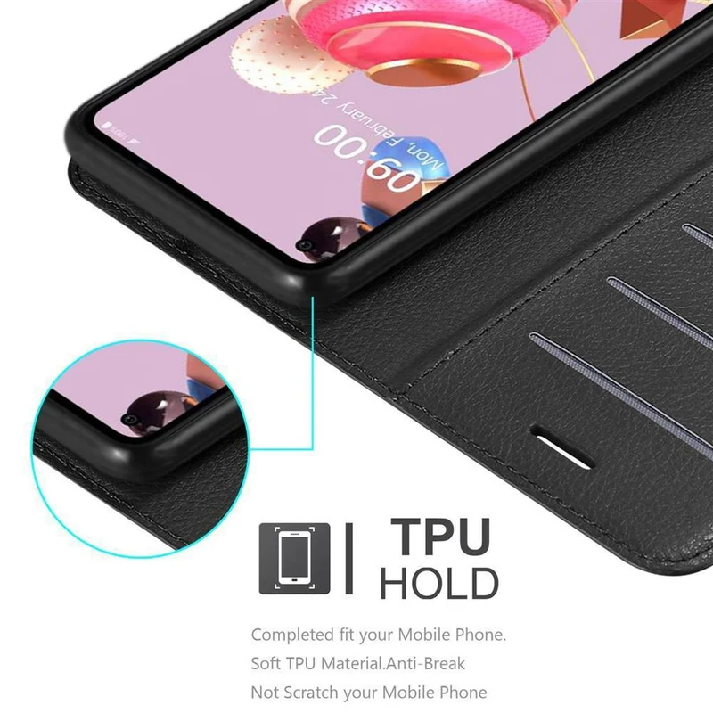 Cadorabo Hülle kompatibel mit LG K51S Schutzhülle mit Magnetverschluss, Standfunktion und Kartenfach