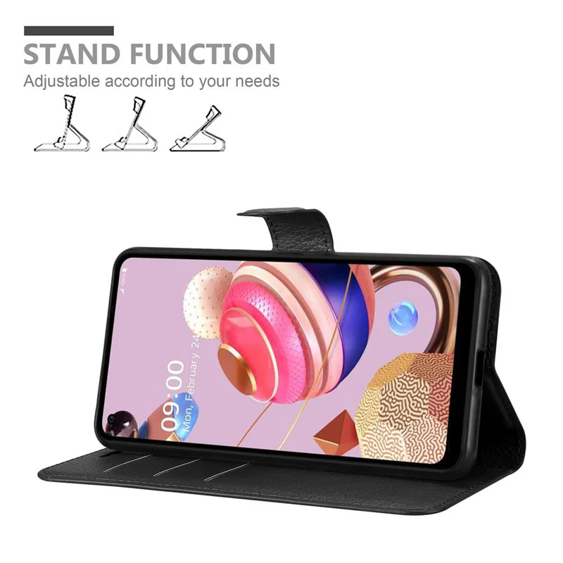 Cadorabo Hülle kompatibel mit LG K51S Schutzhülle mit Magnetverschluss, Standfunktion und Kartenfach