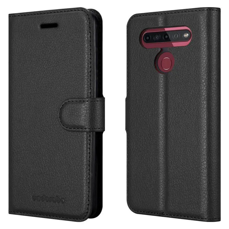 Cadorabo Hülle kompatibel mit LG K51S Schutzhülle mit Magnetverschluss, Standfunktion und Kartenfach