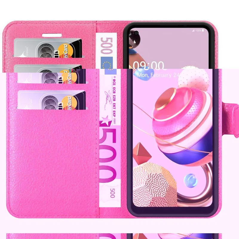 Cadorabo Hülle kompatibel mit LG K51S Schutzhülle mit Magnetverschluss, Standfunktion und Kartenfach