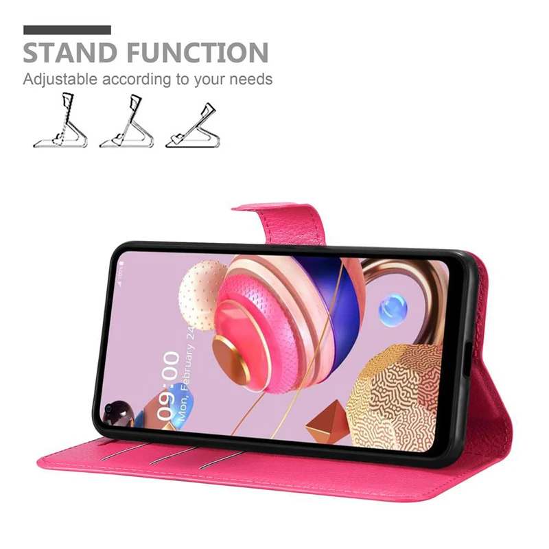 Cadorabo Hülle kompatibel mit LG K51S Schutzhülle mit Magnetverschluss, Standfunktion und Kartenfach
