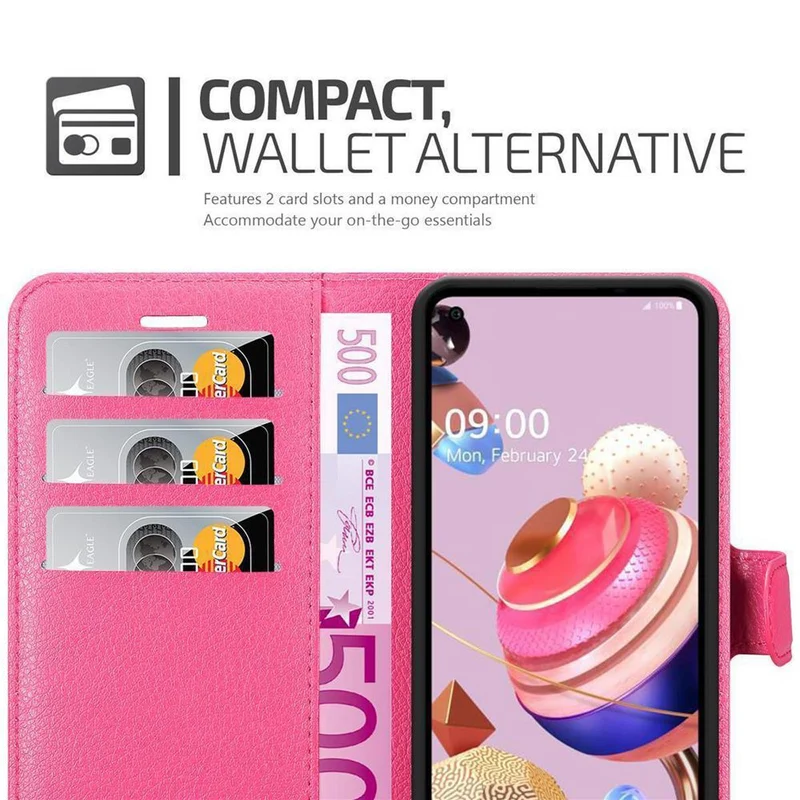 Cadorabo Hülle kompatibel mit LG K51S Schutzhülle mit Magnetverschluss, Standfunktion und Kartenfach
