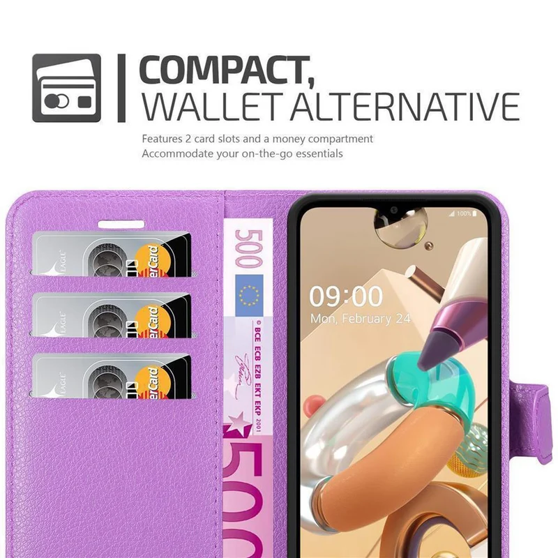 Cadorabo Hülle kompatibel mit LG K41S Schutzhülle mit Magnetverschluss, Standfunktion und Kartenfach