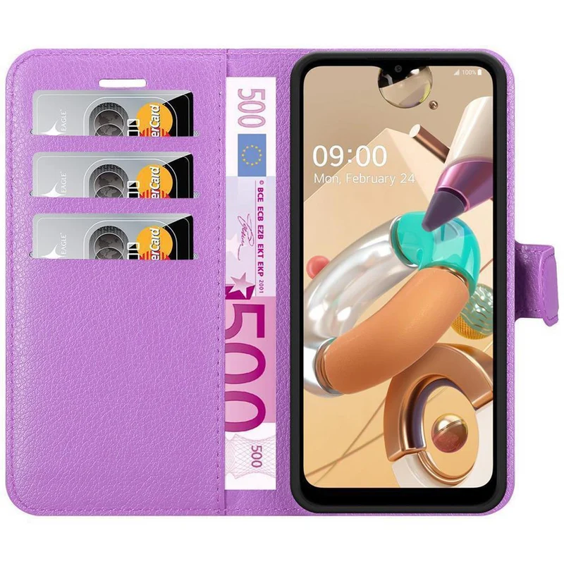 Cadorabo Hülle kompatibel mit LG K41S Schutzhülle mit Magnetverschluss, Standfunktion und Kartenfach