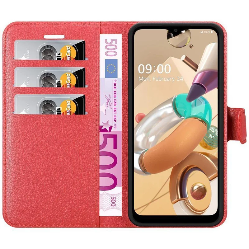 Cadorabo Hülle kompatibel mit LG K41S Schutzhülle mit Magnetverschluss, Standfunktion und Kartenfach
