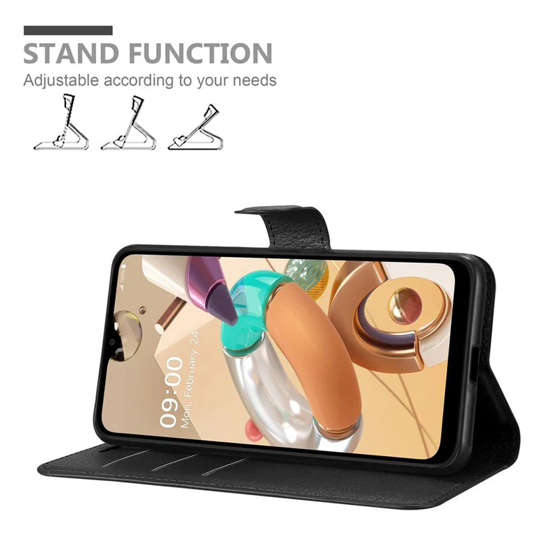 Cadorabo Hülle kompatibel mit LG K41S Schutzhülle mit Magnetverschluss, Standfunktion und Kartenfach