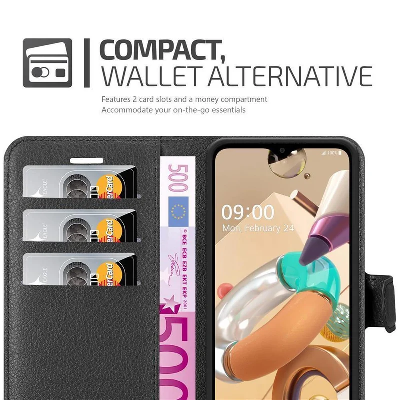Cadorabo Hülle kompatibel mit LG K41S Schutzhülle mit Magnetverschluss, Standfunktion und Kartenfach