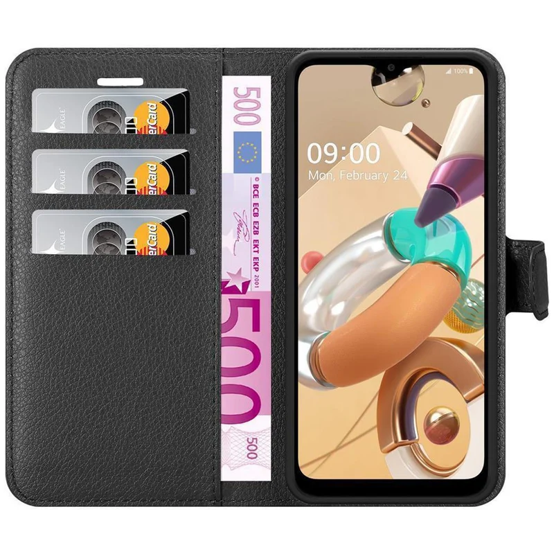 Cadorabo Hülle kompatibel mit LG K41S Schutzhülle mit Magnetverschluss, Standfunktion und Kartenfach