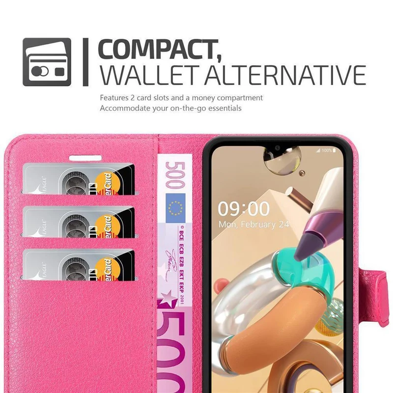Cadorabo Hülle kompatibel mit LG K41S Schutzhülle mit Magnetverschluss, Standfunktion und Kartenfach