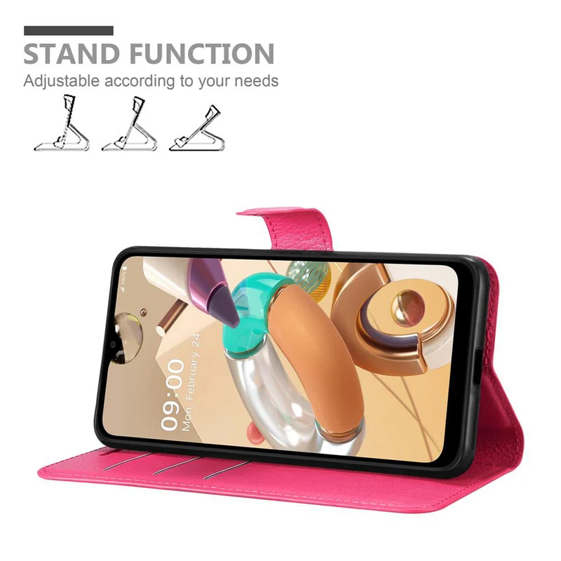 Cadorabo Hülle kompatibel mit LG K41S Schutzhülle mit Magnetverschluss, Standfunktion und Kartenfach