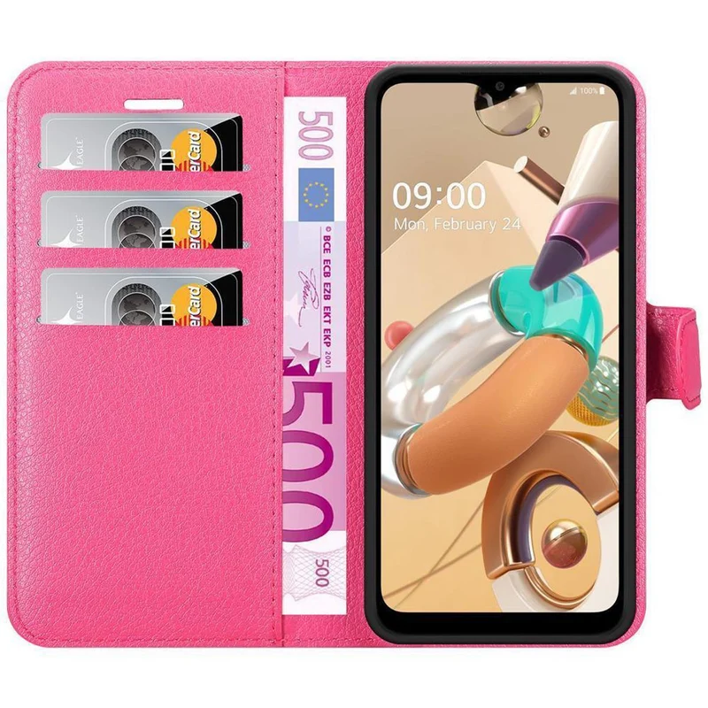 Cadorabo Hülle kompatibel mit LG K41S Schutzhülle mit Magnetverschluss, Standfunktion und Kartenfach