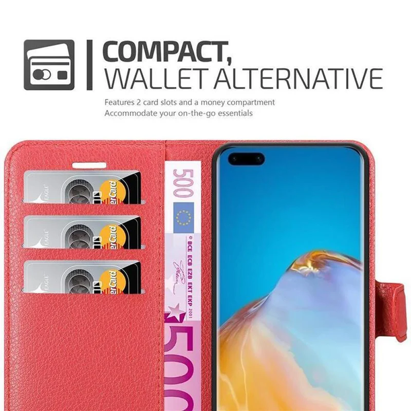 Cadorabo Hülle kompatibel mit Huawei P40 PRO / P40 PRO+ Schutzhülle mit Magnetverschluss, Standfunktion und Kartenfach